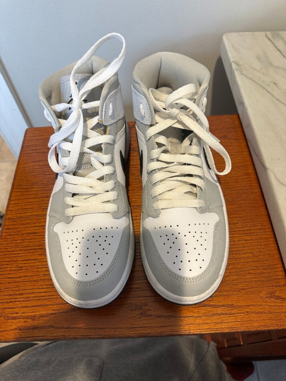 Women's Nike Air Jordan High Top Sneakers White Black Grey - Picture 2 of 8